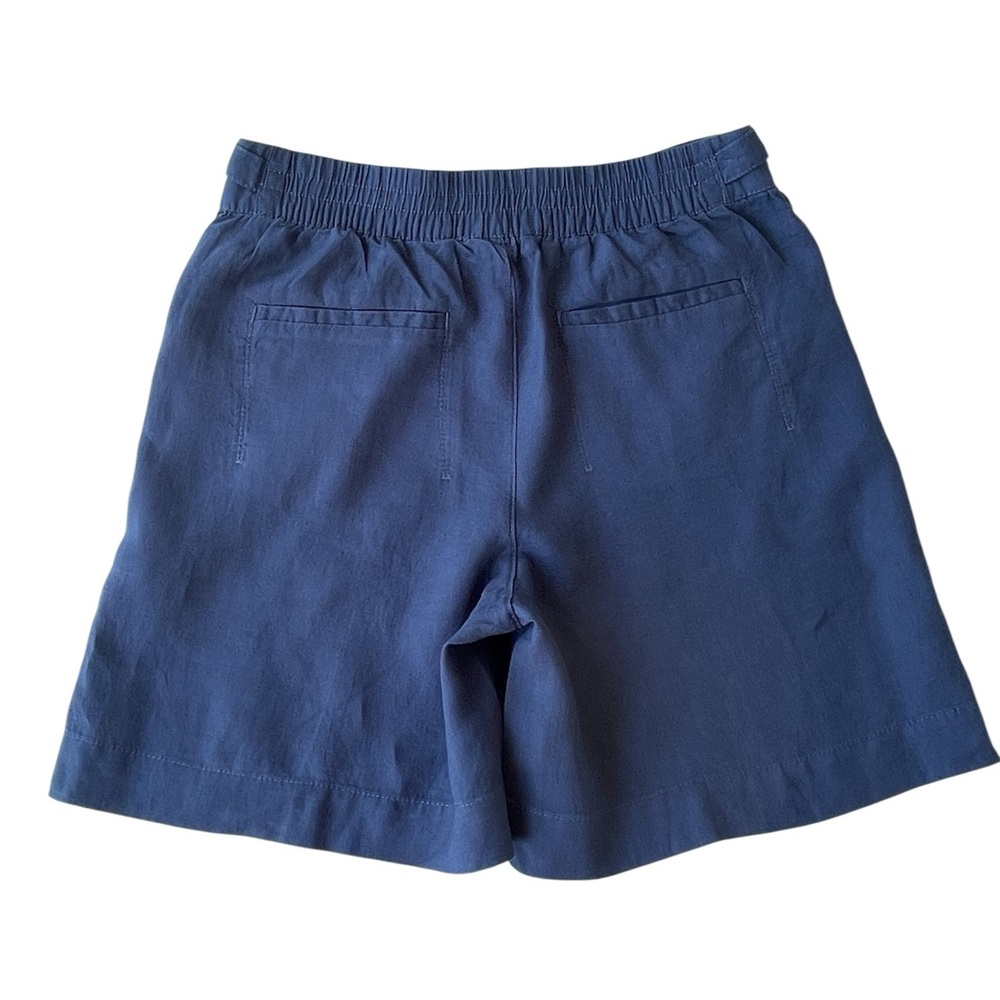 Athleta Voyager Shorts Blue 100% Linen Pockets 6.5 Inseam Ladies Size 4 New - Picture 2 of 3